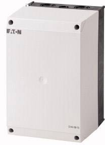 Electrical enclosure with 'EATON' branding, suitable for electricity distribution.