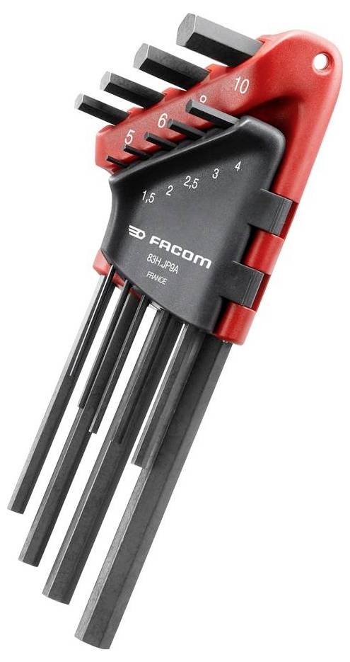 Facom 82H.JP9A Allen Allen key set 1.5 mm, 2 mm, 2.5 mm, 3 mm, 4 mm, 5 mm, 6 mm, 8 mm, 10 mm 9-piece