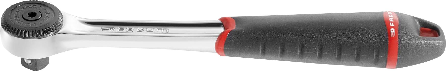 An ergonomic spanner with a black rubber grip and red detail, ideal for easy handling and efficient working.