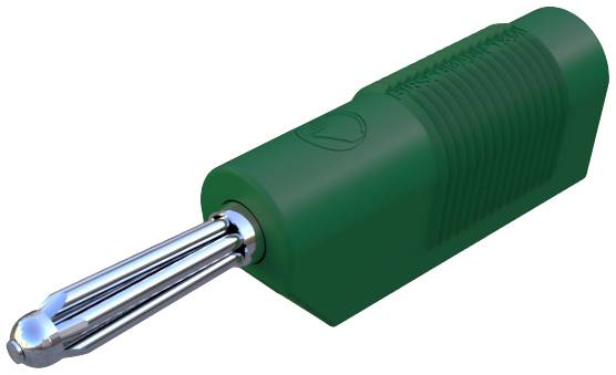 A green vegetable peeler with a metallic blade head.