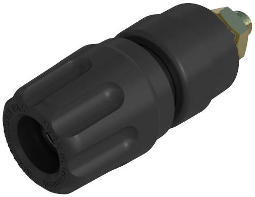 A black plastic adapter or connector, manufactured by RECA, for technical applications.