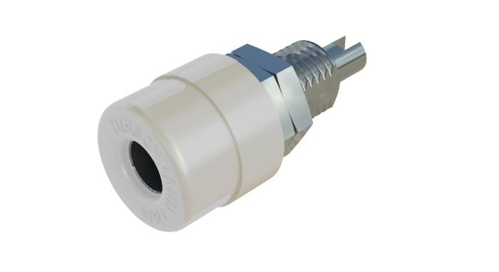 Metallic sensor with a plastic housing, cylindrical in shape, with side threads for installation in technical equipment.