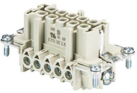 Industrial multi-pin connector with screw fixings, suitable for electrical connections.