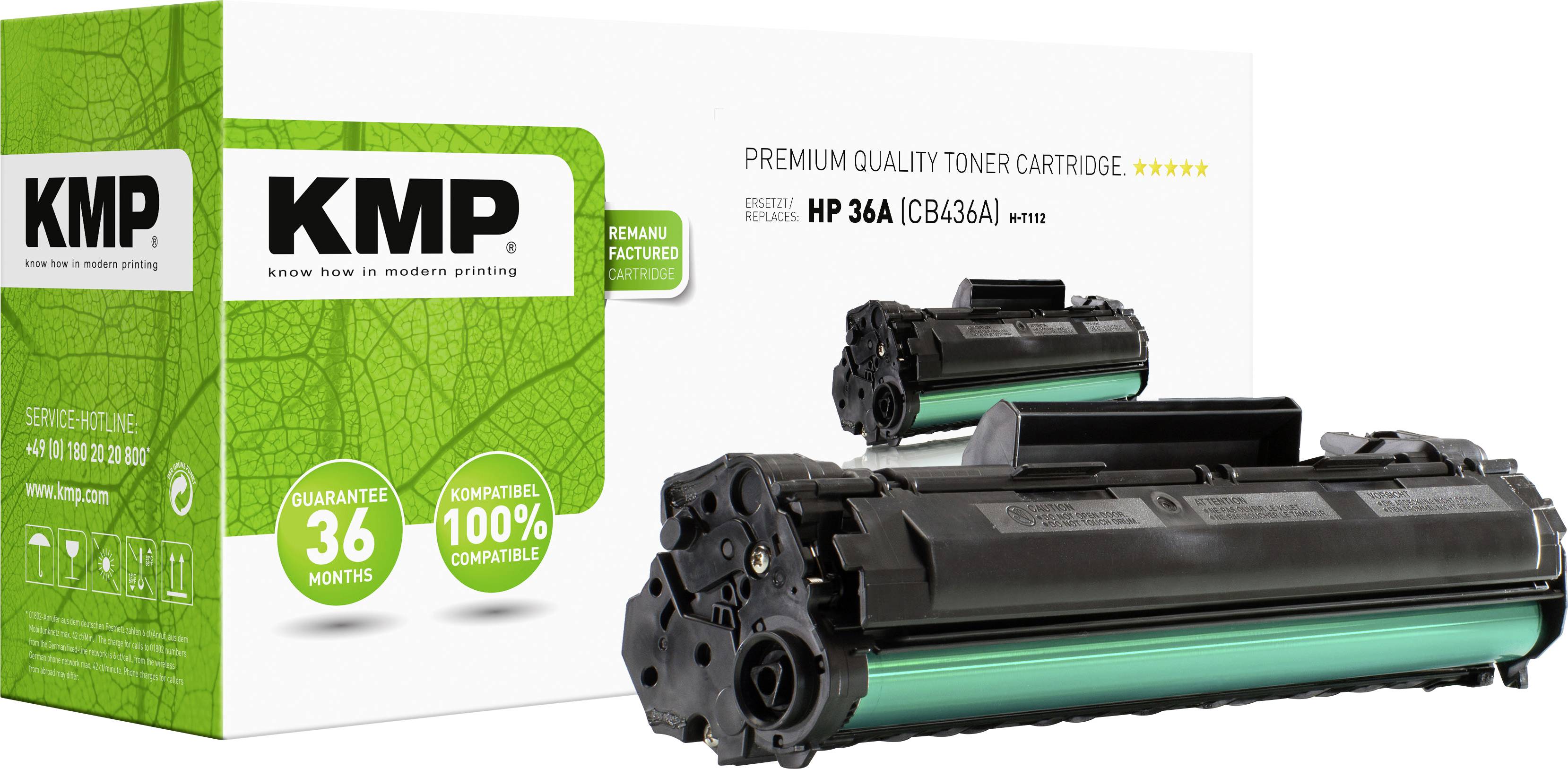'Toner Cartridge KMP 36A (CB436A) for Printer. On the packaging: 