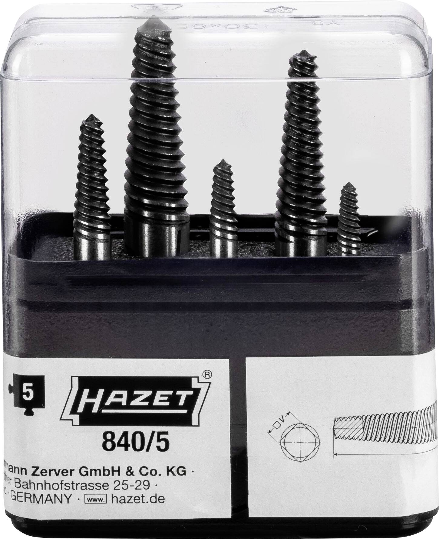 Hazet 840/5 Screw extractor set M4 - M18