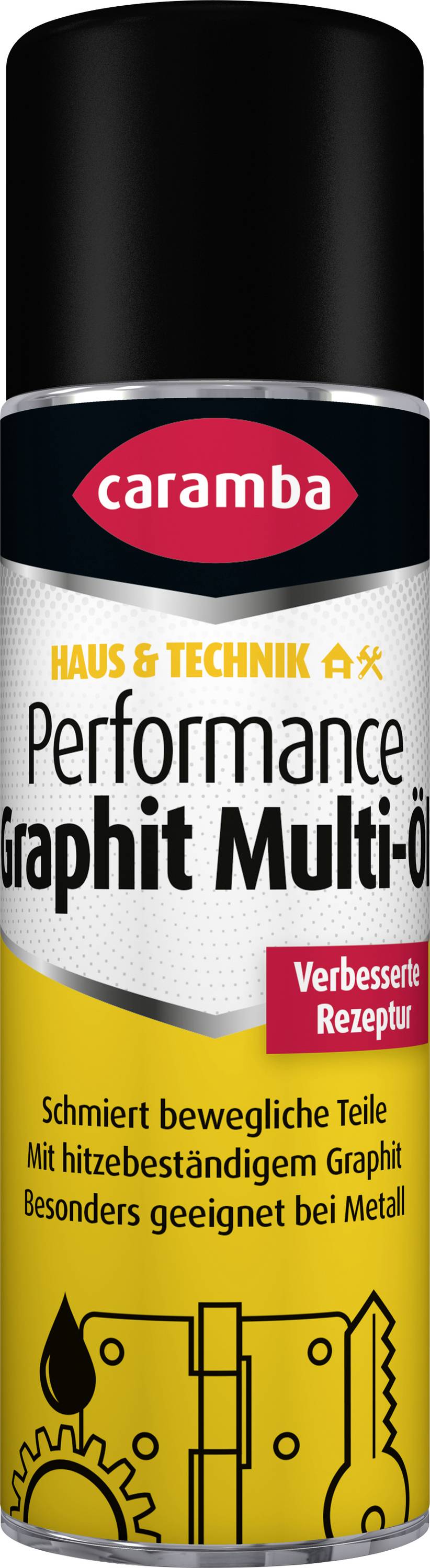 Caramba Performance Graphit Multi oil spray can for home and technical use, with lubricant for moving metal parts and improved rust protection.