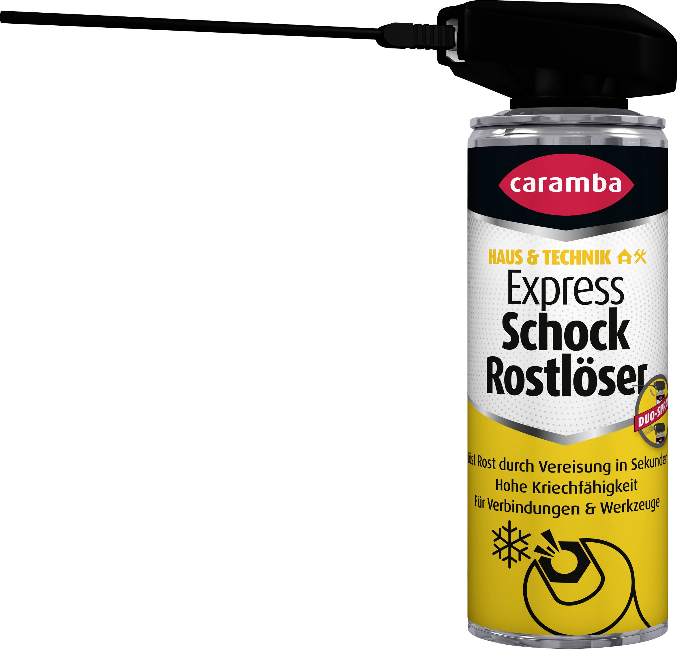 A can of caramba Express Schock Rostlöser penetrating oil with a spray nozzle, shown on a white background.