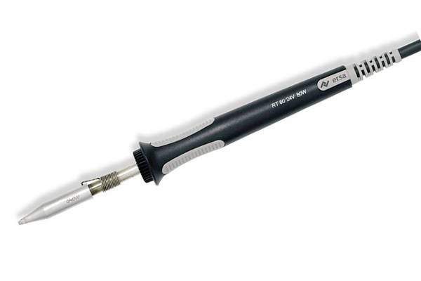 A soldering iron with a pointed tip and a black-grey handle. Suitable for electronics work and precise soldering.