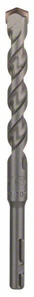A grey drill bit with a spiral form and a flat top surface, suitable for concrete or masonry, isolated against a white background.