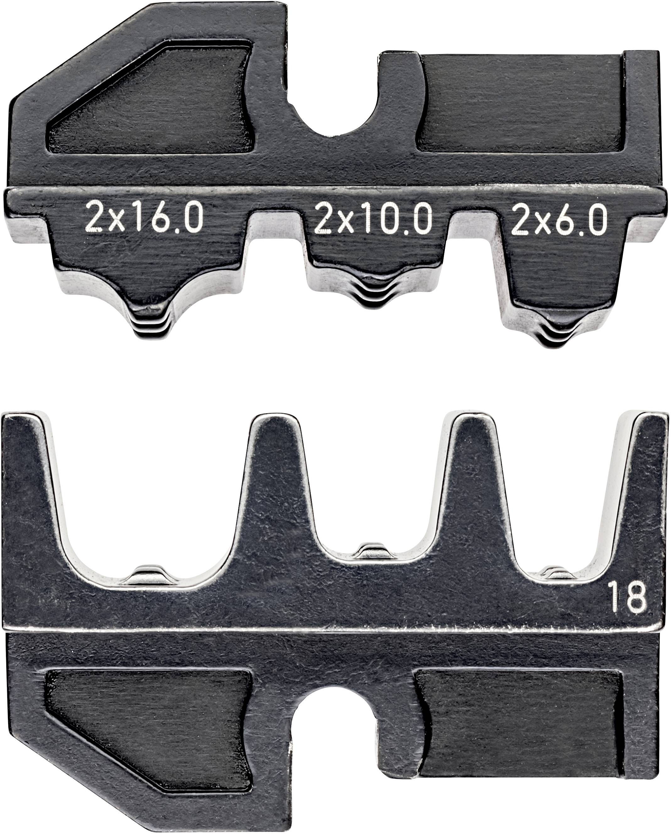 A black tool with three differently sized notches, labelled '2x16.0', '2x10.0' and '2x6.0', demonstrates size adjustments.