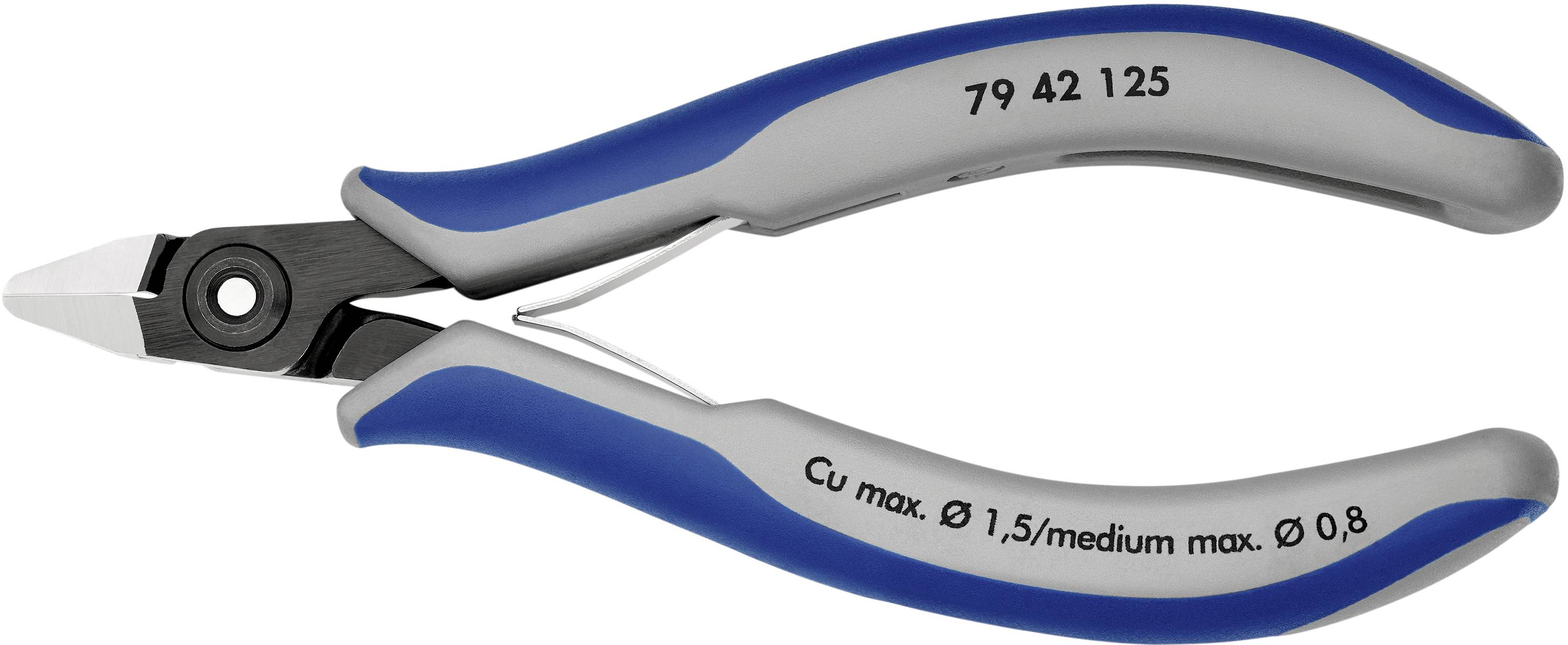 Zangen: A pair of blue-grey side cutters, suitable for copper wires with a maximum diameter of 1.5 mm and soft wire 0.8 mm.