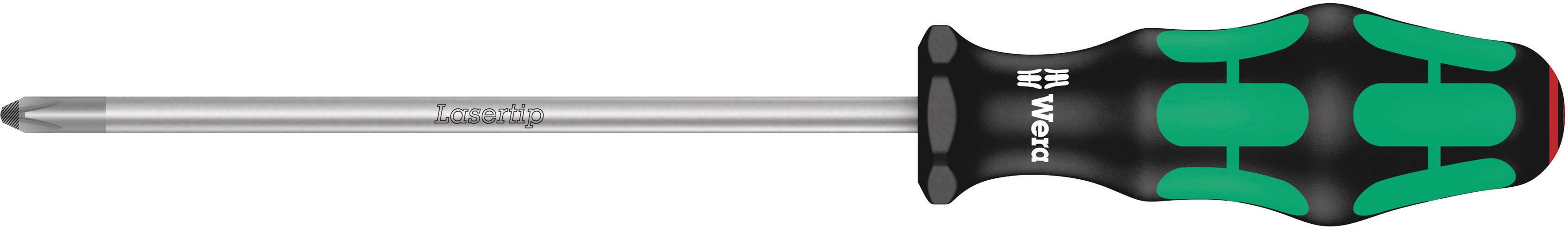 Phillips screwdriver with an ergonomic handle, green and black accents, and a metal shaft.