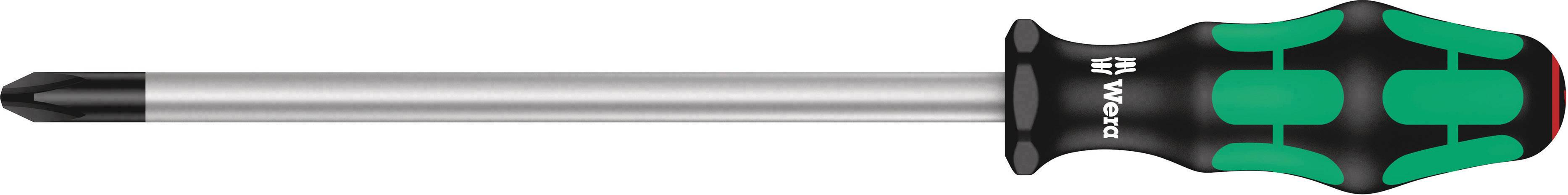 Phillips screwdriver with black and green handle, silver shaft, on white background.