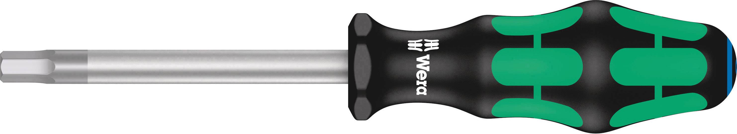 A screwdriver with a green and black handle and a hexagonal blade, ideal for precise handling during screw-related tasks.