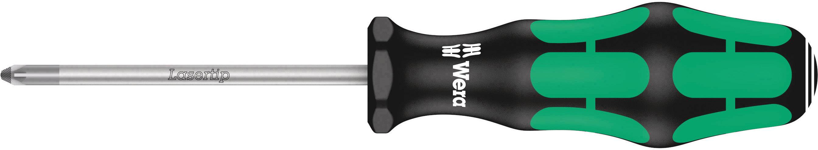 Screwdriver with a green and black handle and 'Wera' lettering on the shaft.