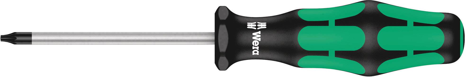 Screwdriver with green and black ergonomic handle and metal tip; suitable for precision work. Brand name visible.
