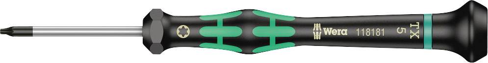 A screwdriver with a black handle and green accents. The handle has an ergonomic shape for better grip.