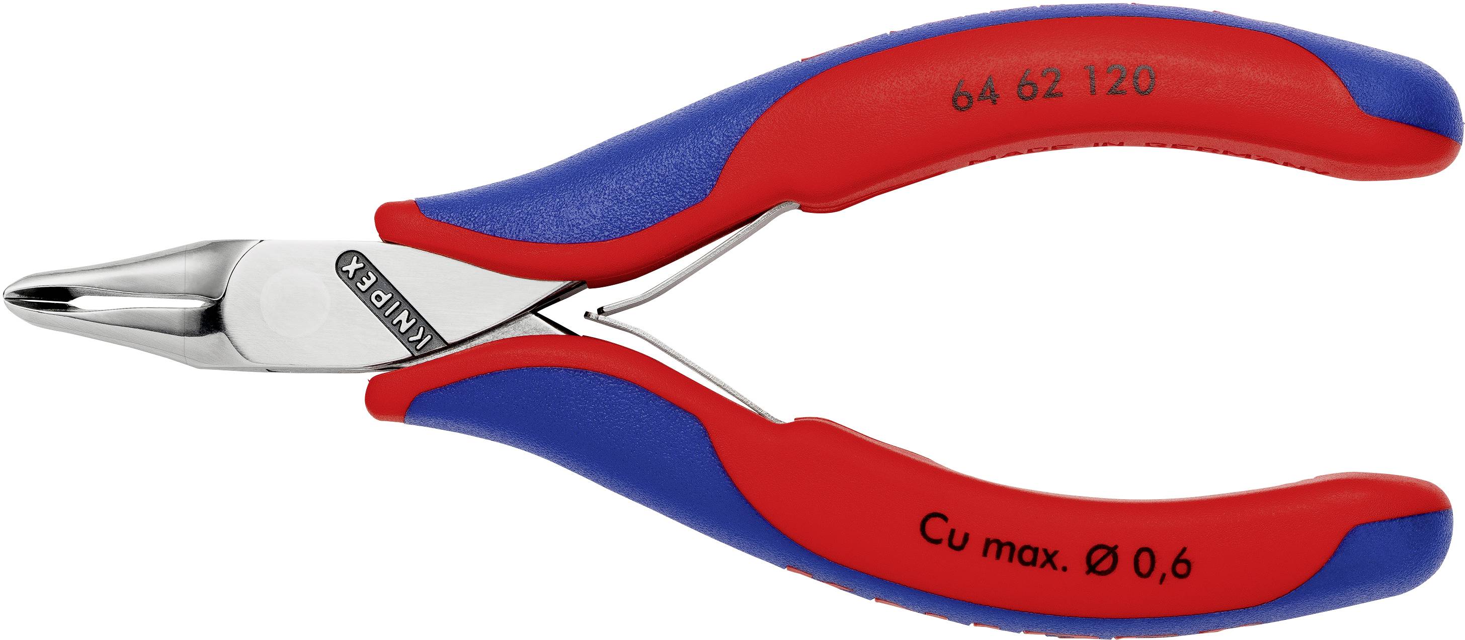 Knipex Precision Electronics Pliers, red-blue, insulated for work on electronic components, maximum diameter 0.6 mm.