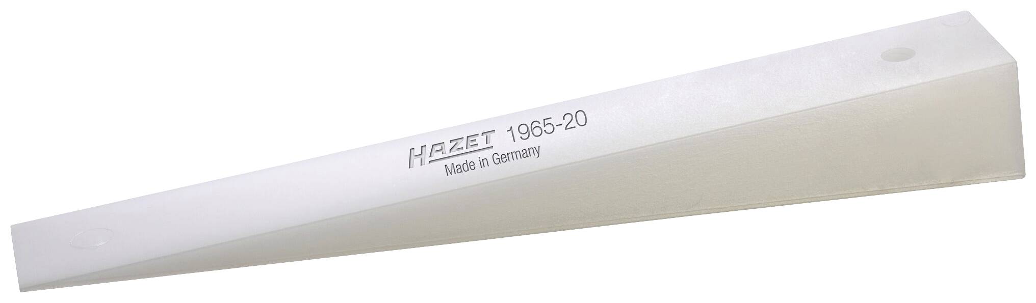 A wedge-shaped plastic tool with the inscription 'HAZET 1965-20 Made in Germany', presumably for assembly or disassembly.