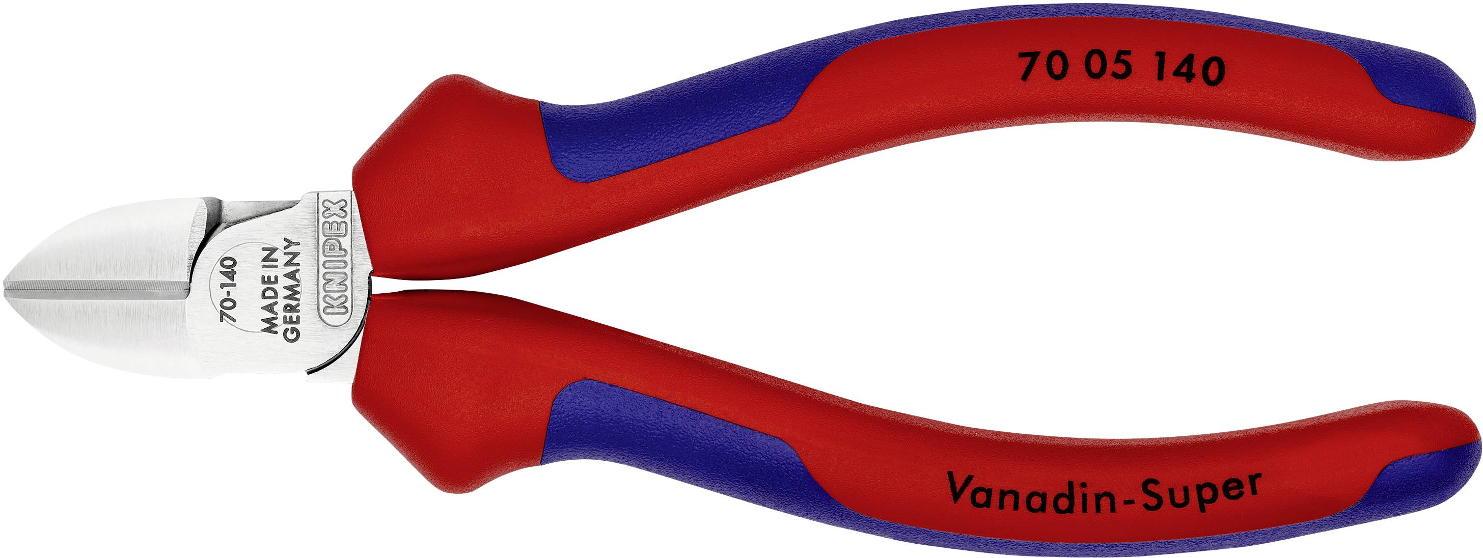 Side cutters with blue and red handles, suitable for precise wire cutting.