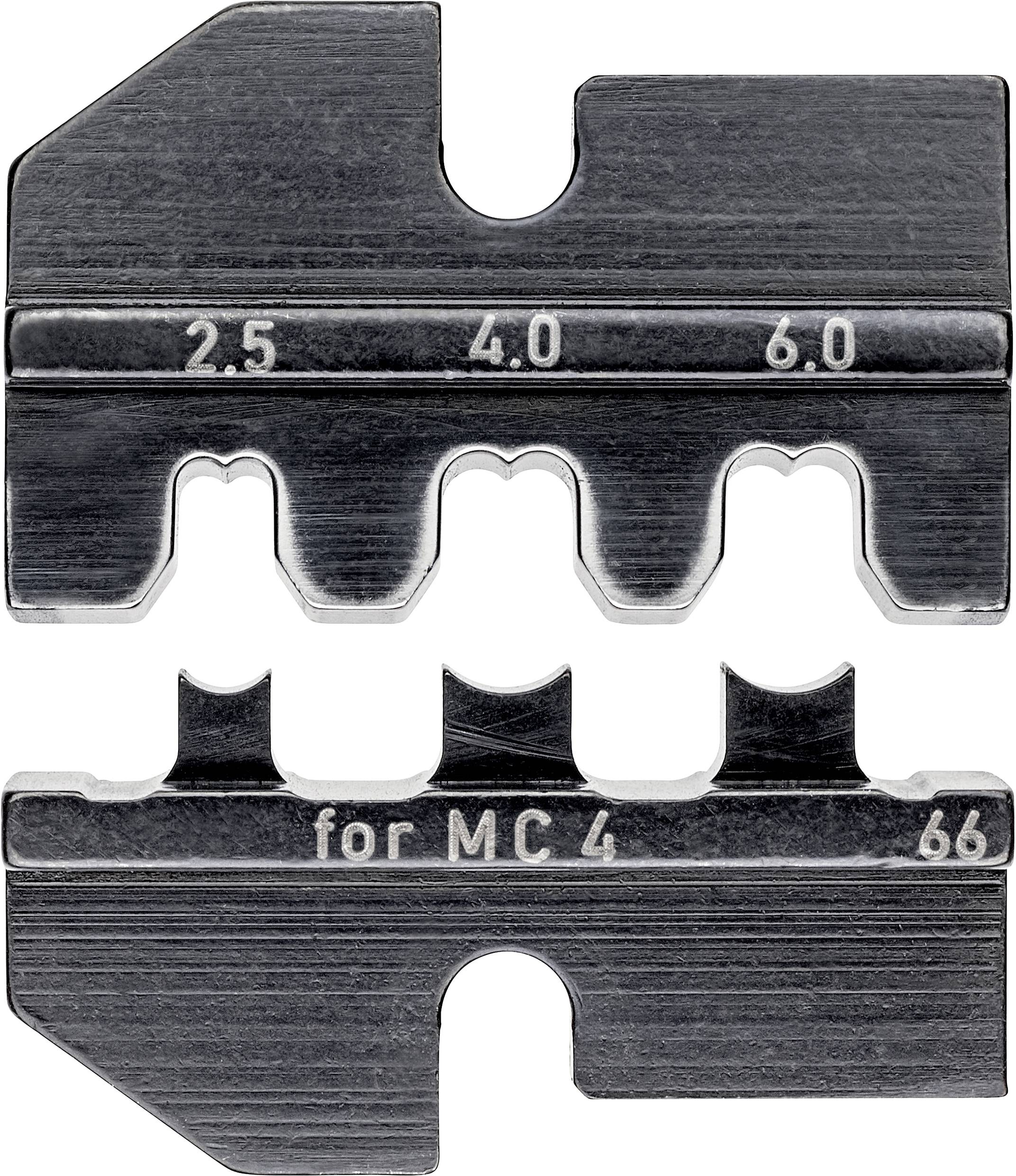 Two silver crimp inserts with the markings '2.5', '4.0', '6.0', and 'for MC 4 66', for connecting electrical contacts.