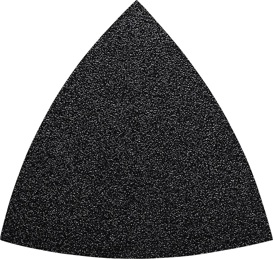 Triangular sandpaper with a black, granular surface. Suitable for sanding work with multi-function tools.