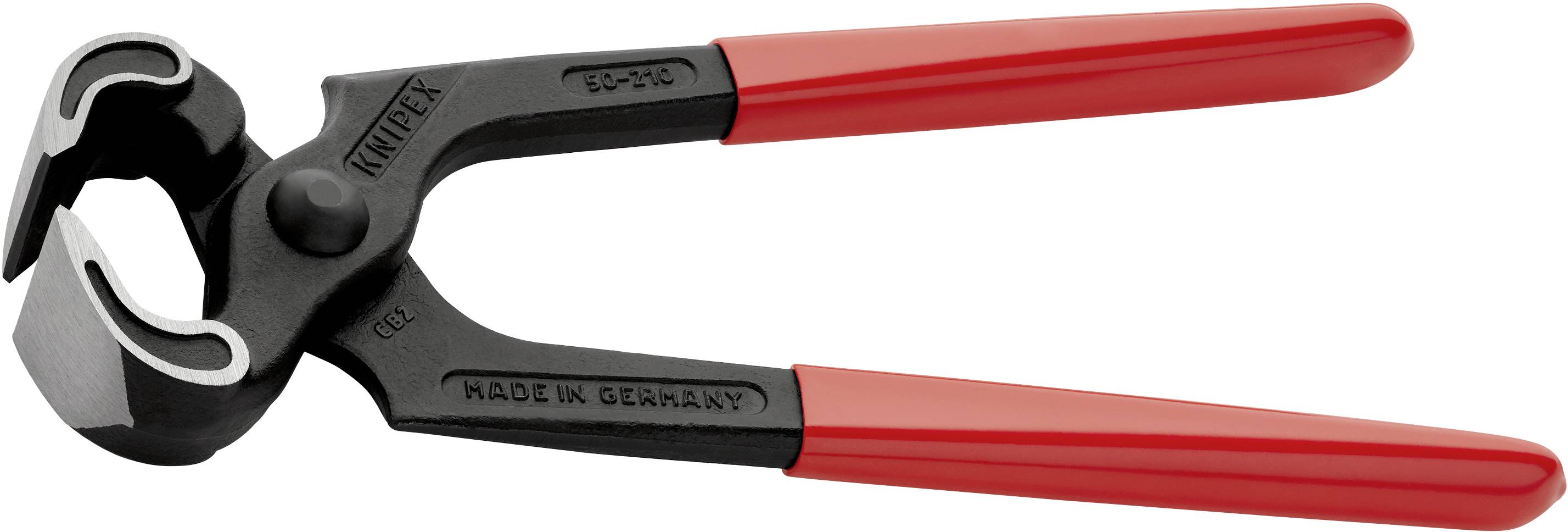 Black wire cutters with red handles, labelled 'Made in Germany'. Primarily used for cutting through wires or nails.