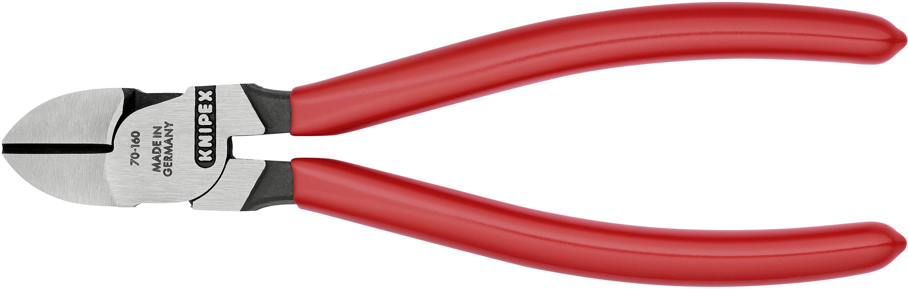 Side cutters with red handles and silver blade, Knipex brand, suitable for cutting wires and cables.