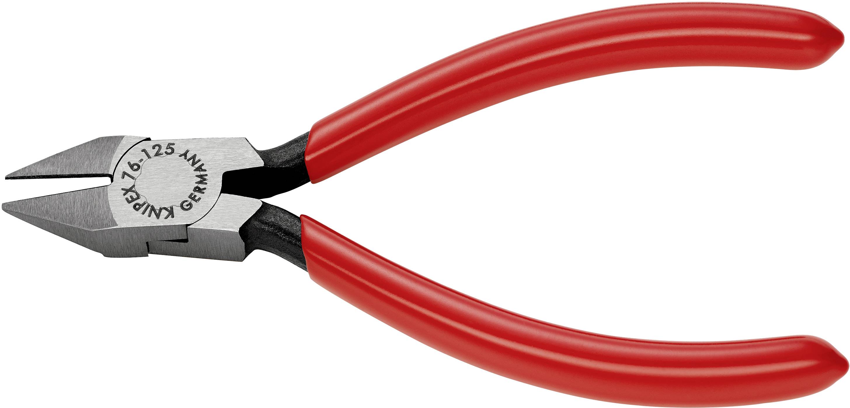 Red side-cutting pliers with robust steel head and ergonomic handles, suitable for precise wire cutting.