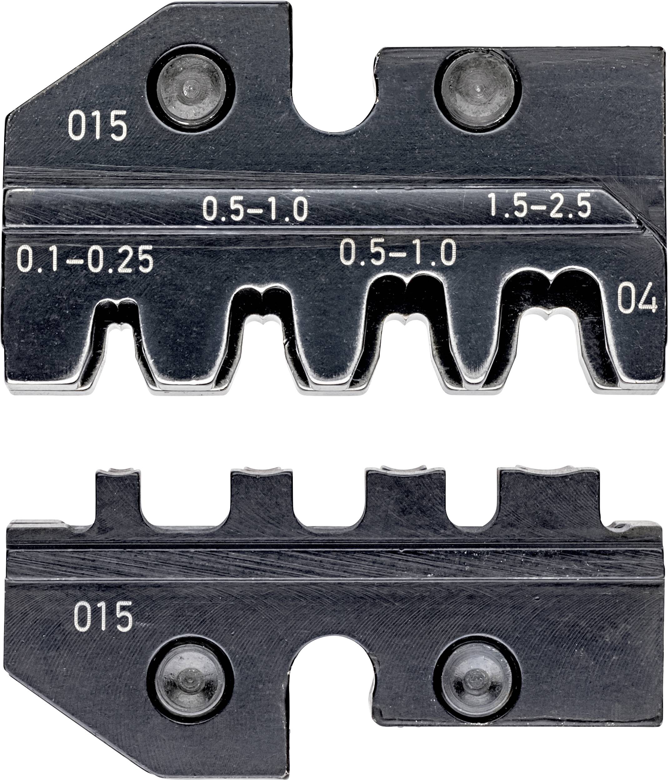 Two metal blades with serrated edges and numbered markings, presumably parts of a specific tool or device for precision work.