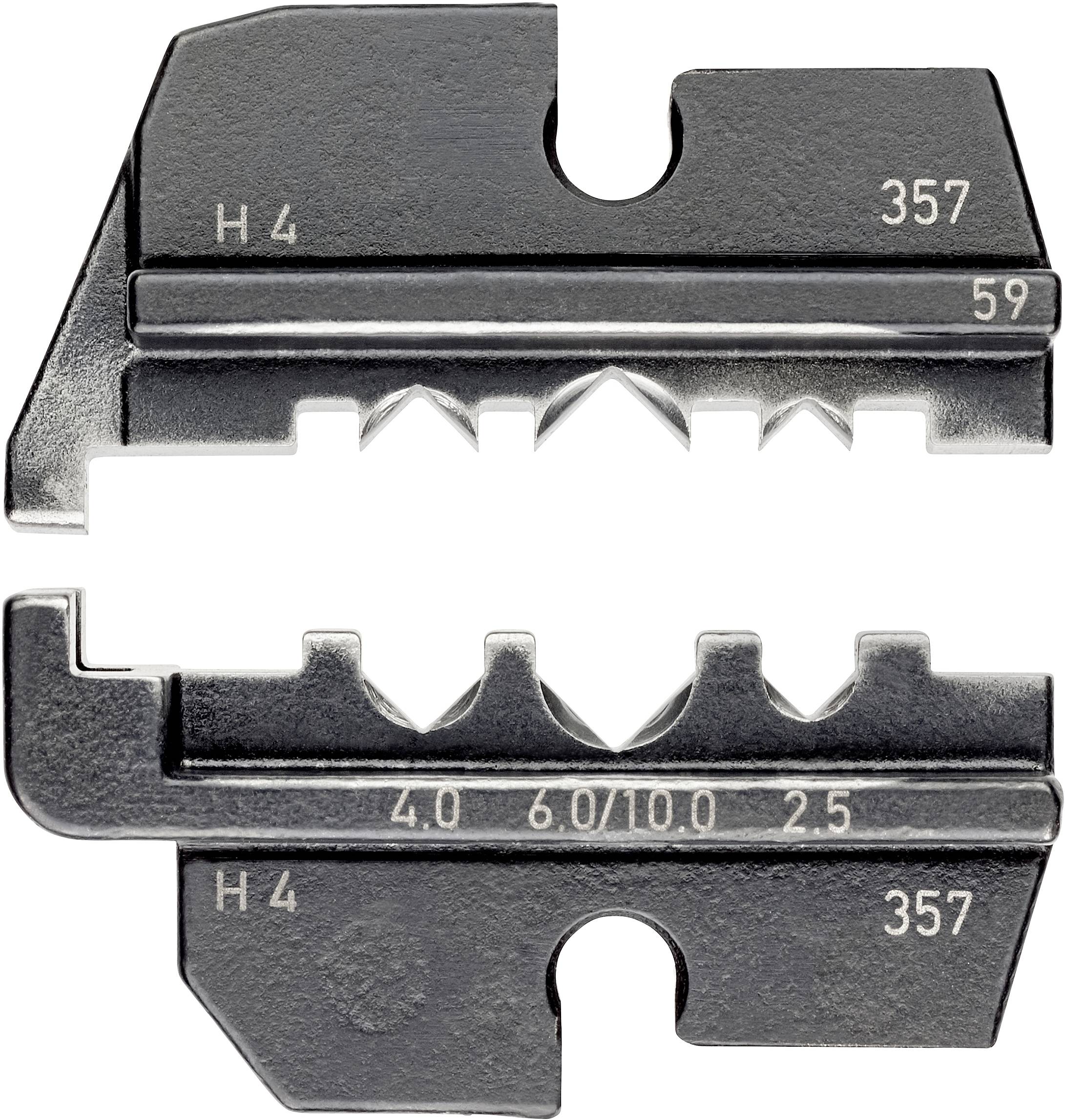 Two dark grey, metallic cutting heads for a hair clipper; numbers for size adjustment are embossed at the bottom.