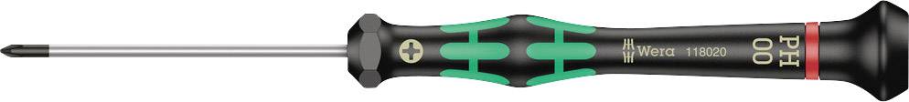 Small, black screwdriver with green handle, marked with 'PH00'.
