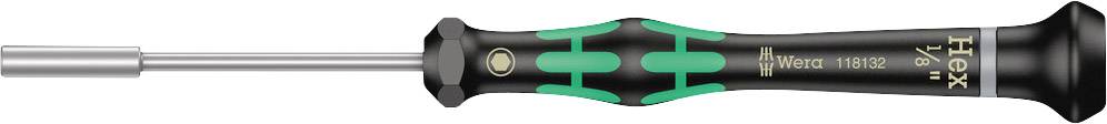 Screwdriver with a black handle and green accents, metal tip, suitable for precise work on electronic devices.