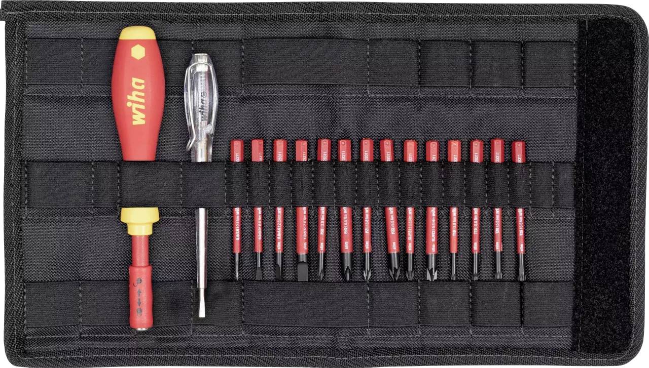 Wiha VDE Interchangeable bits set 16-piece Slot, Phillips, Pozidriv, Plus/Minus, Star socket
