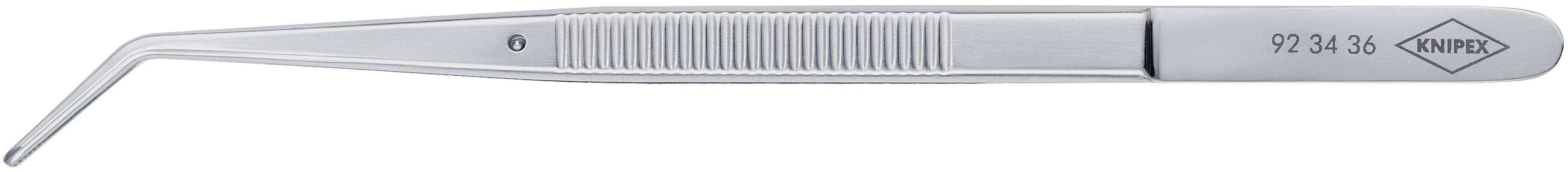 Specialised tweezers with a curved tip and textured grip, suitable for precision work or electronics repairs.