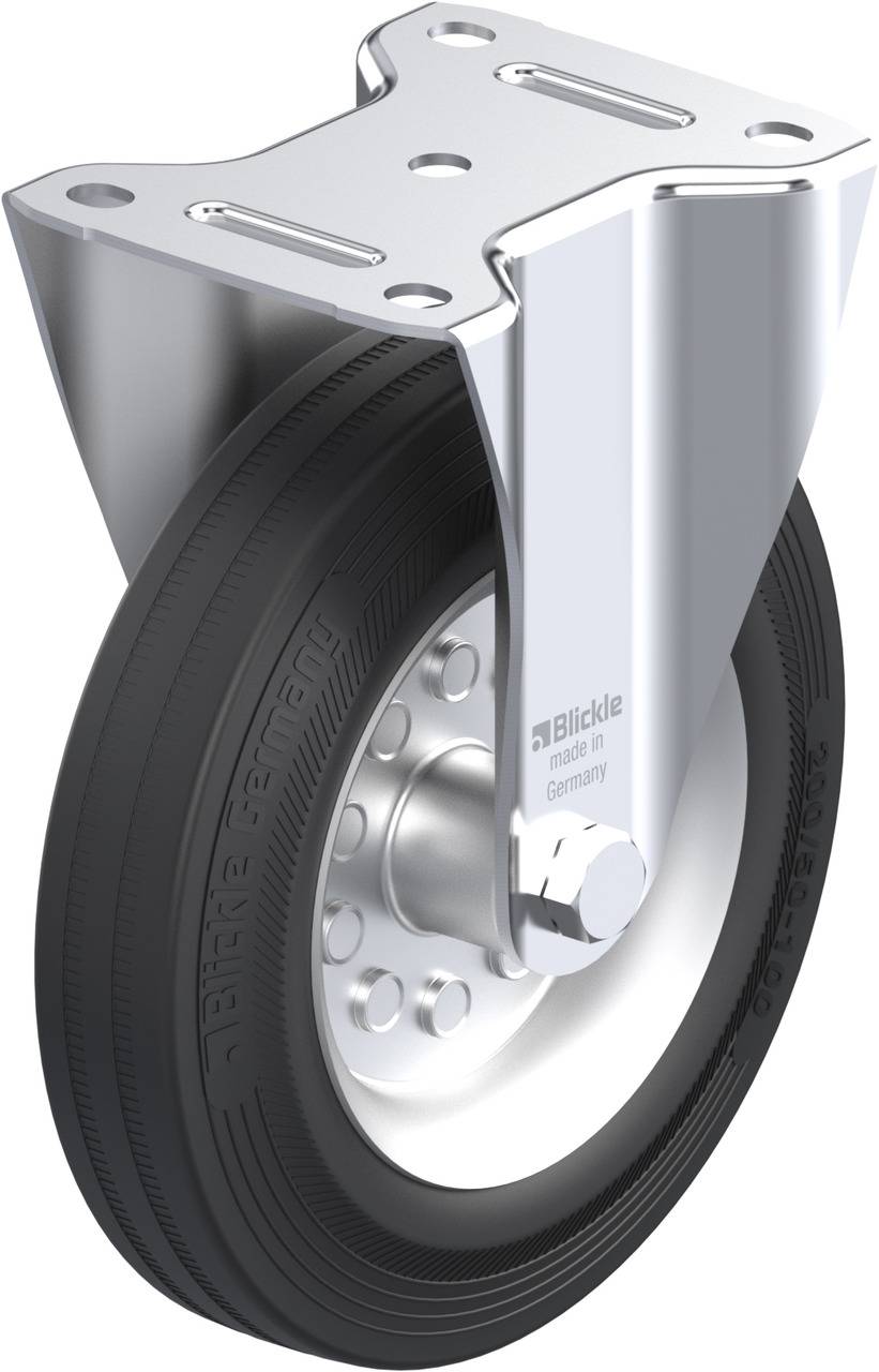 A single swivel castor wheel with metal protection on the mounting bracket and rubber tyres.
