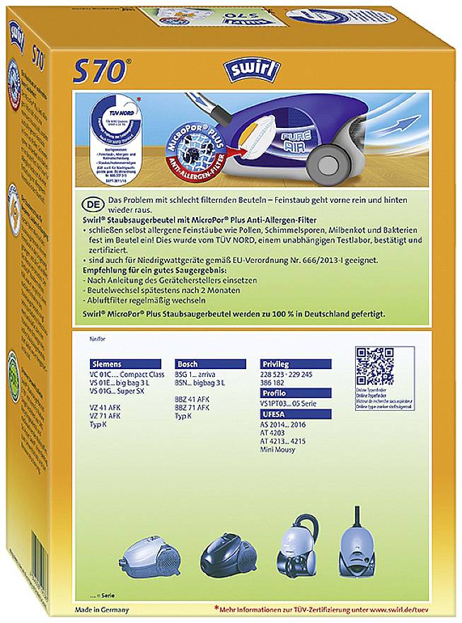 Swirl S70 AirSpace Vacuum cleaner bag 4 pc(s)