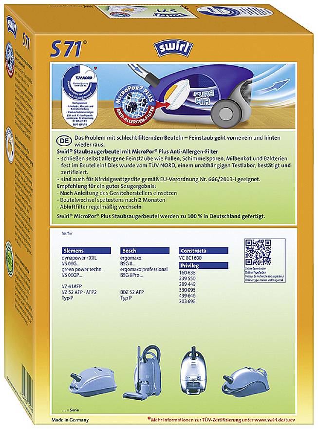 Swirl S71 AirSpace Vacuum cleaner bag 4 pc(s)