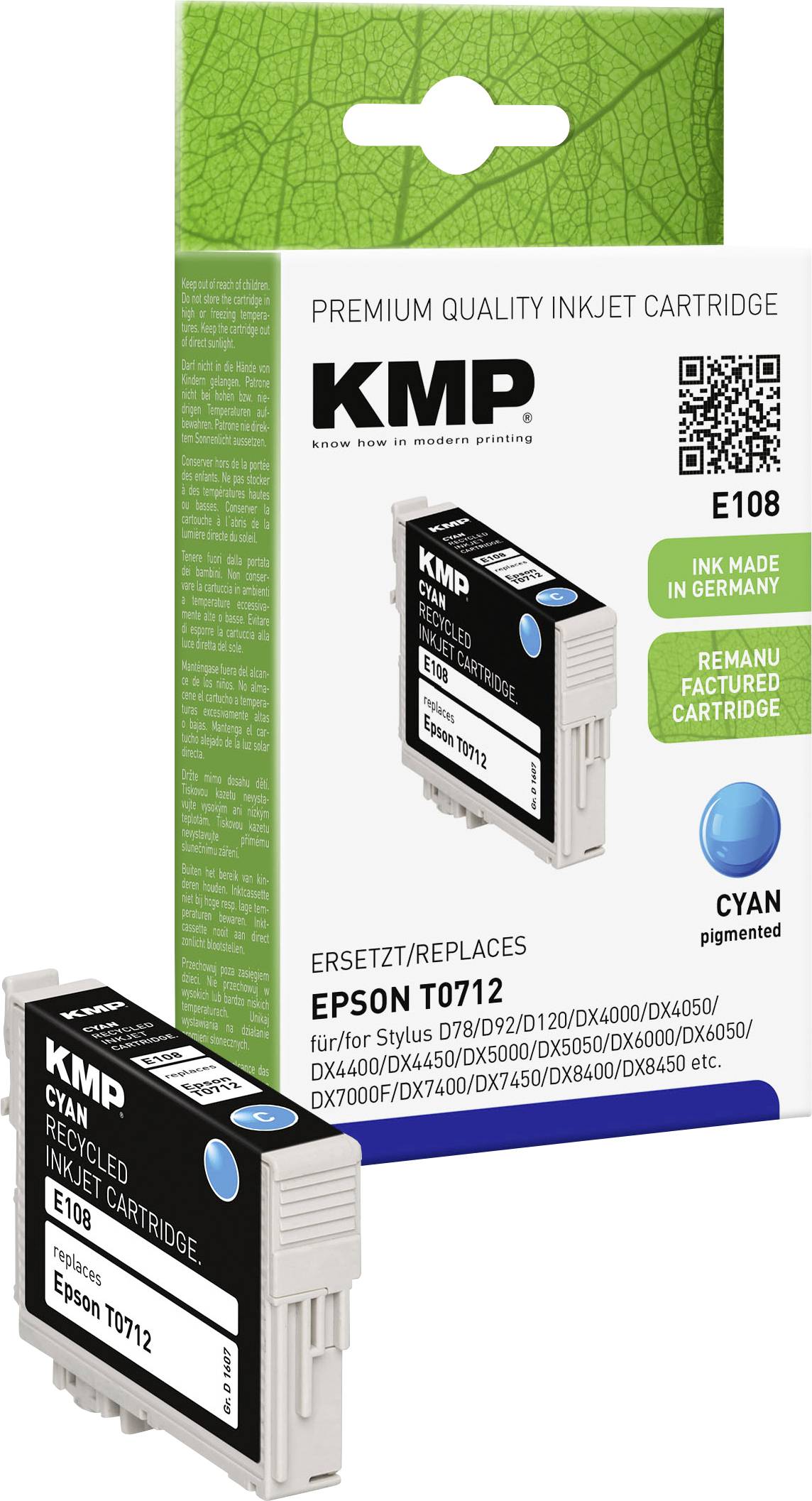 KMP Ink cartridge replaced Epson T0712 Compatible Cyan E108 1607,4003