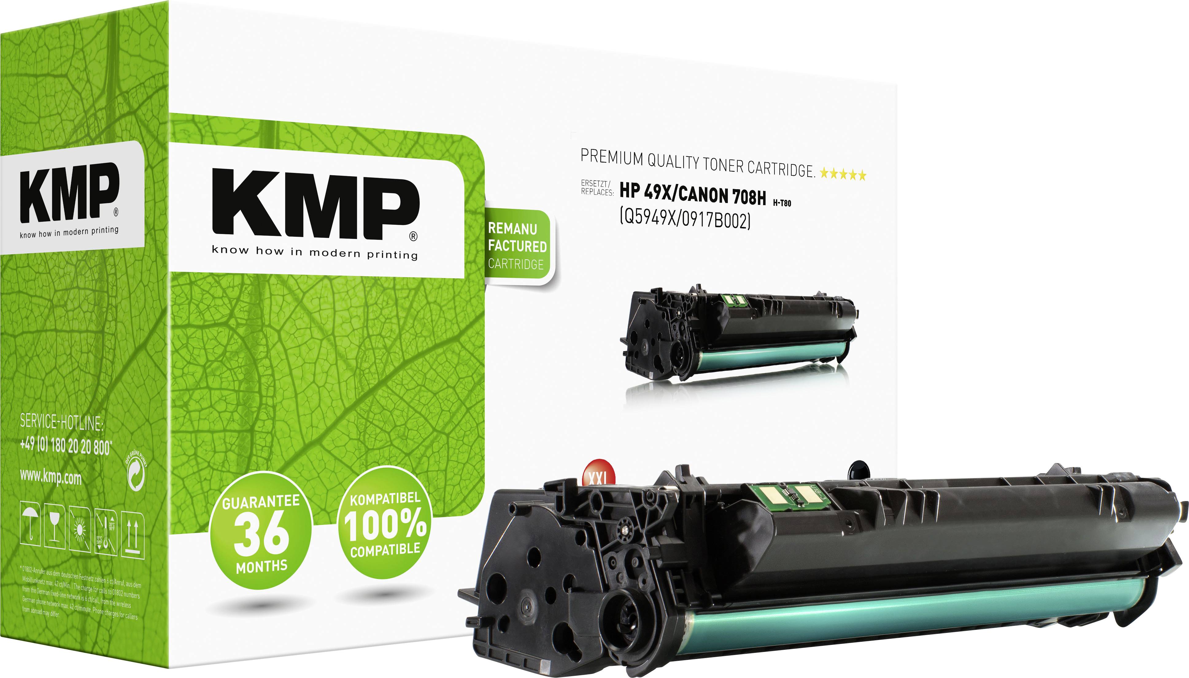 Toner Cartridge 'KMP Premium' for HP 49X/Canon 708H, compatible, 36-month warranty, environmentally friendly packaging.