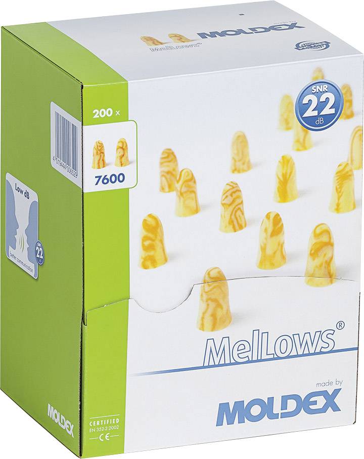 Moldex 760001 MelLows Protective ear plugs 22 dB Disposable EN 352-2 200 Pair