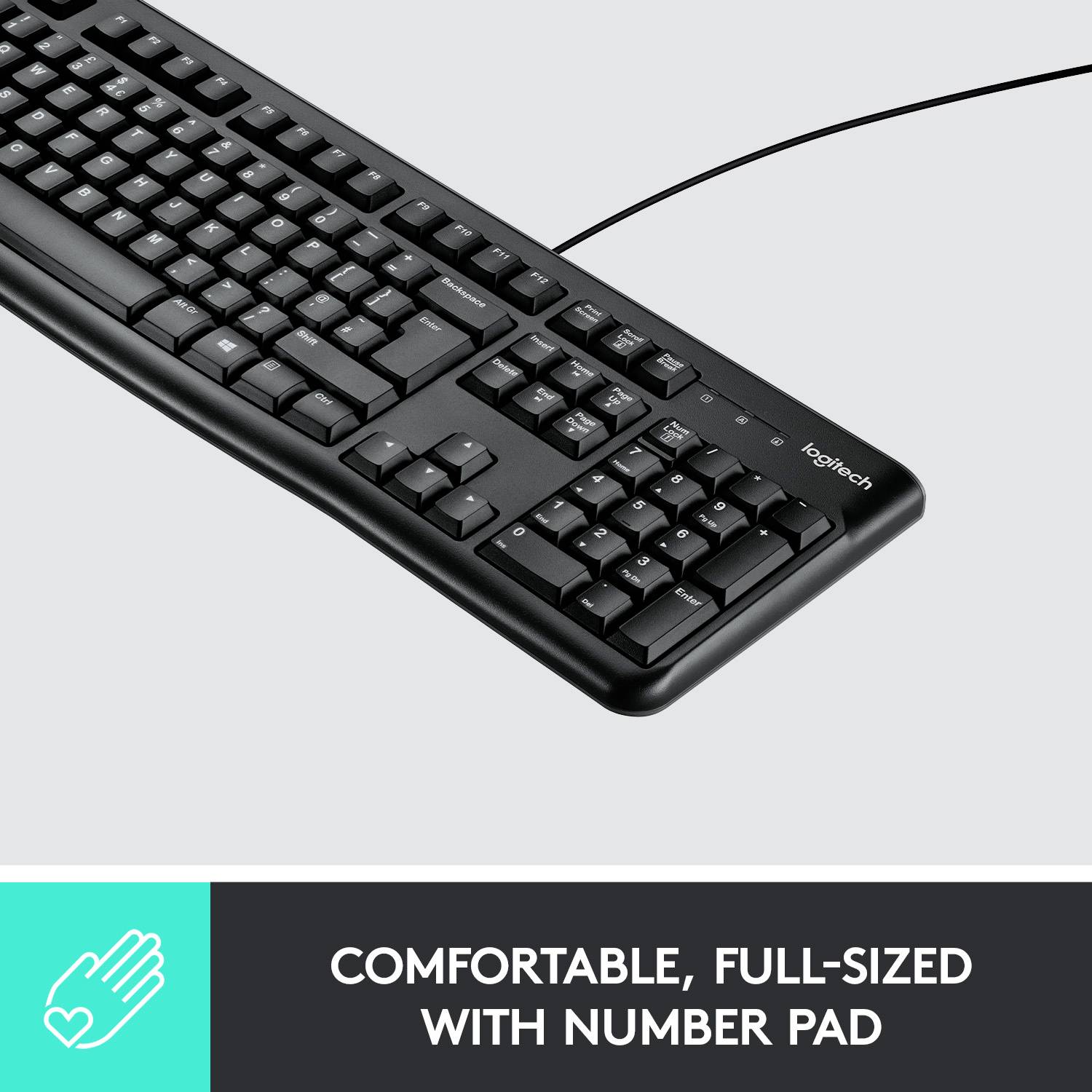 Logitech K120 Keyboard Corded, USB Keyboard German, QWERTZ Black Splashproof