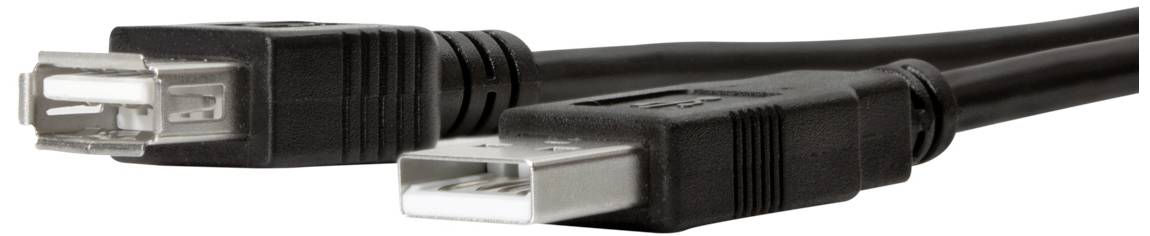 Two black USB cables with rectangular connectors lying side by side.