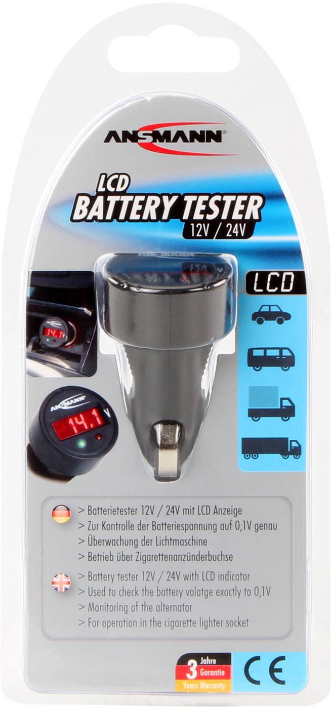 Ansmann PowerCheck12/24V-bl Car voltmeter 24 V, 12 V