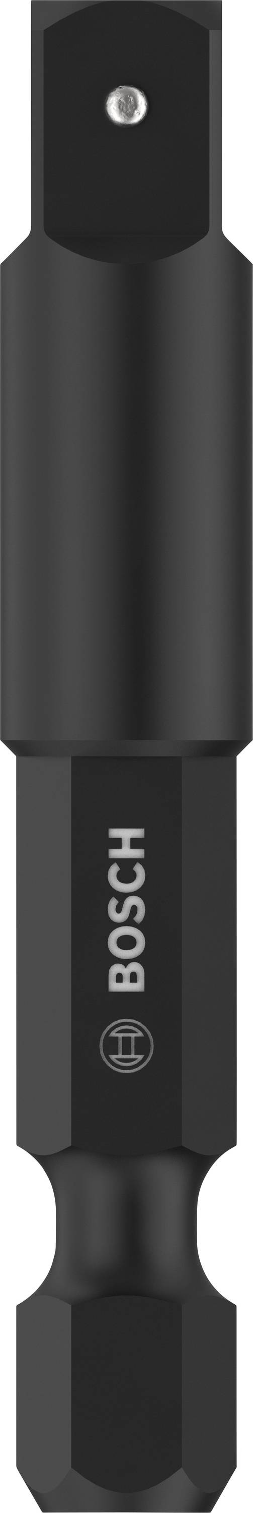 The Bosch screwdriver bit is black and features a hexagonal design with the Bosch logo in the centre. Ideal for screw-related tasks.