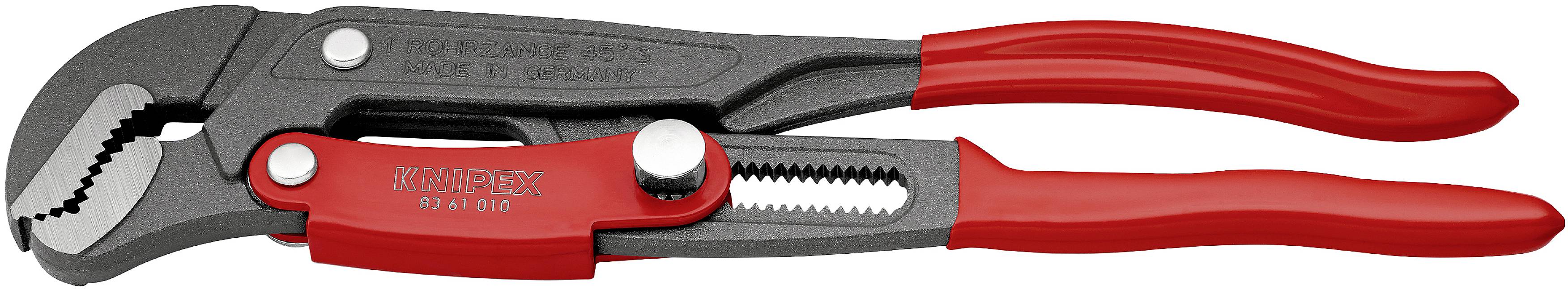Red water pump pliers with adjustable grip head and ergonomic handles on a white background. Ideal for plumbing work.