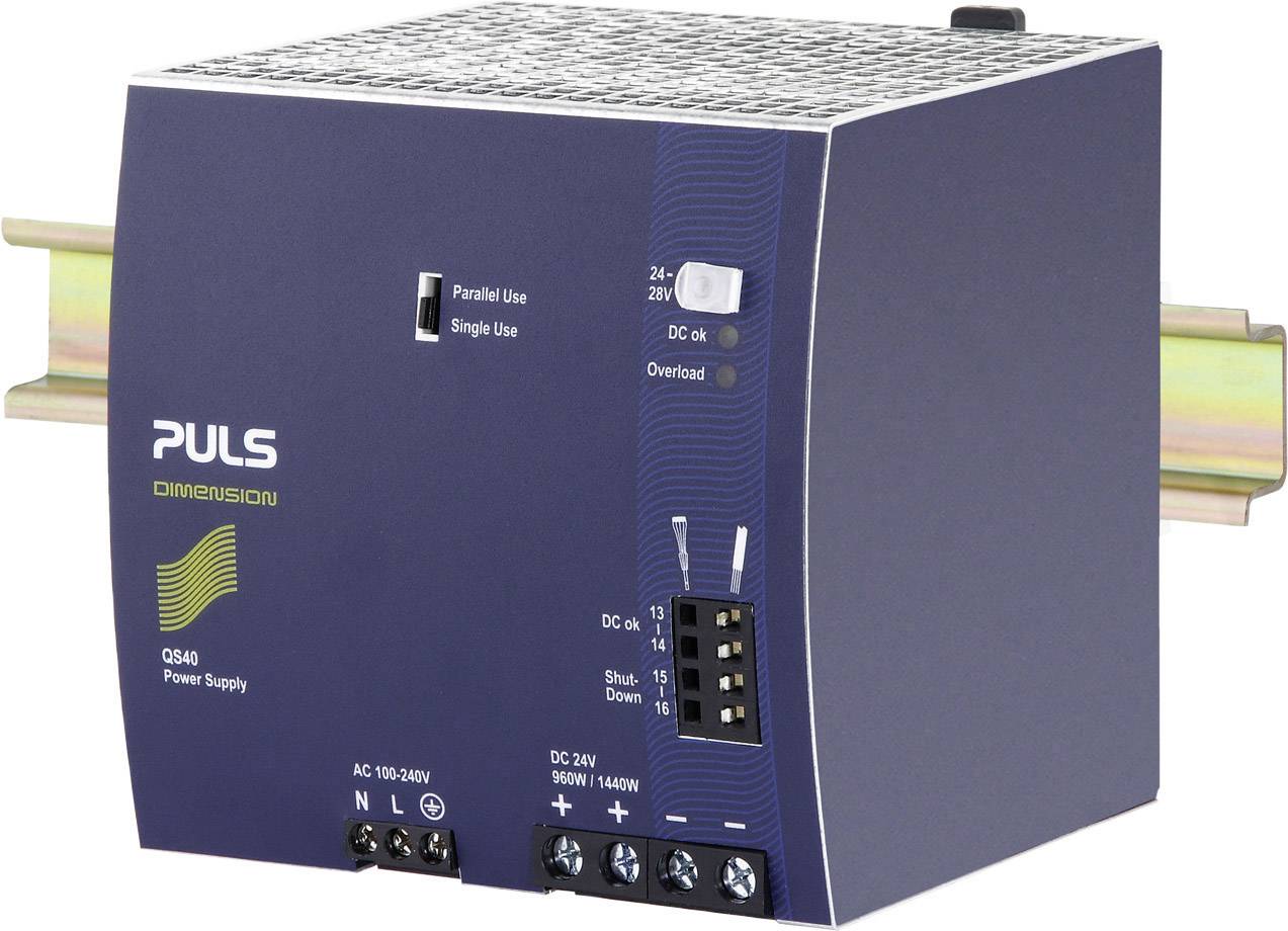 PULS QS40.241 Rail mounted PSU (DIN) 24 V DC 40 A 960 W No. of outputs:1 x Content 1 pc(s)