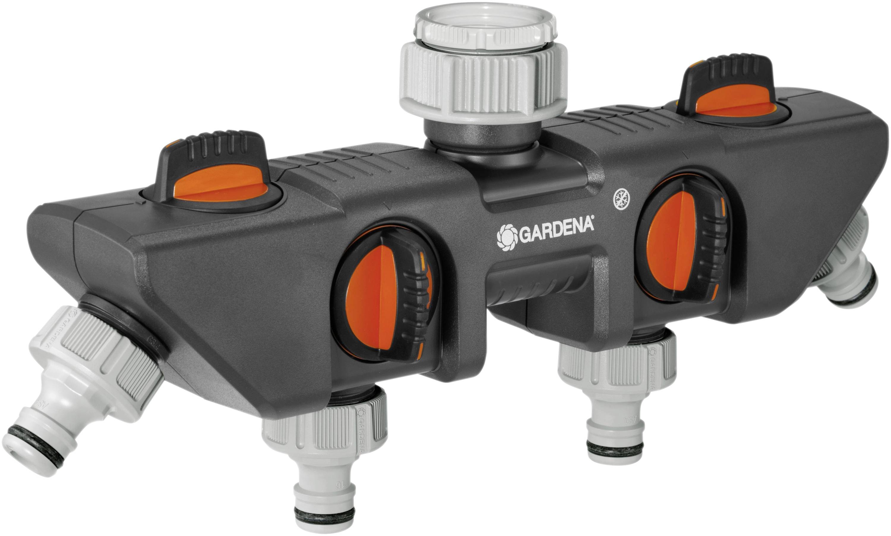 GARDENA 08194-20 4-way splitter Hose connector, 26.44 mm (3/4") OT, 33.25mm (1") OT with pressure regulator
