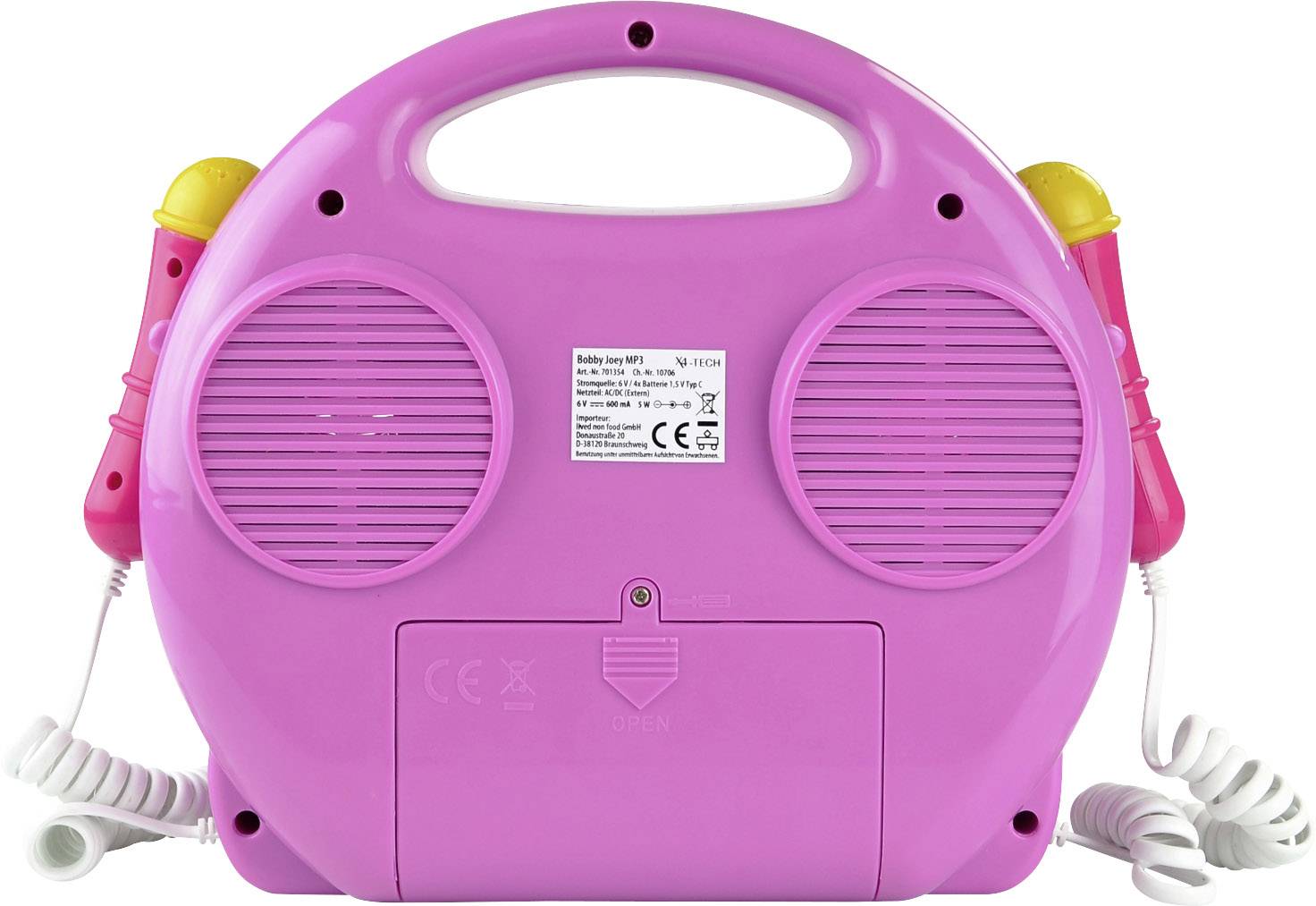 X4 Tech Bobby Joey Kids CD player CD, SD, USB Incl. microphone Pink
