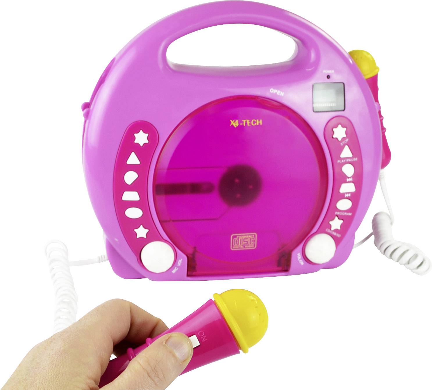 X4 Tech Bobby Joey Kids CD player CD, SD, USB Incl. microphone Pink